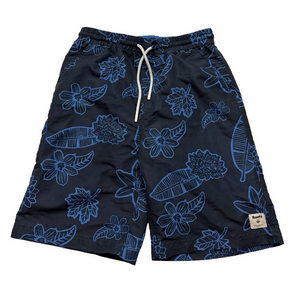 Roots Kids Reef Navy Blue Floral Boy Size 14 Swim Trunks Shorts